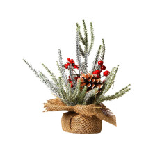 Mini Artificial Christmas Tree with Red Berries and Pine