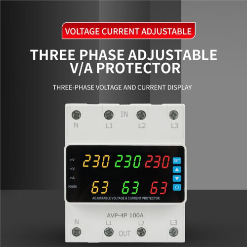3 Phase 220-380v Voltage Relay 100A Changeover  Overvoltage/Undervoltage/ Overcurrent/Phase Loss Protection Keep 1