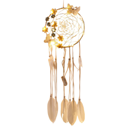 Feather Dreamcatcher Wall Ornament Beige 61x20cm