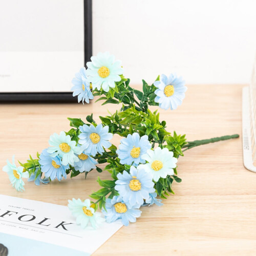 Artificial Daisy Bouquet Silk Flowers Blue 35cm