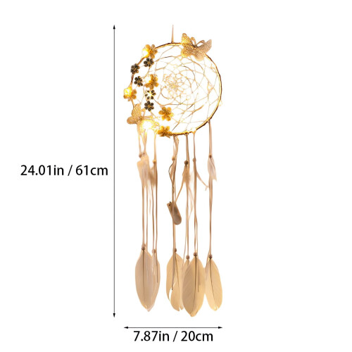 Feather Dreamcatcher Wall Ornament Beige 61x20cm 2