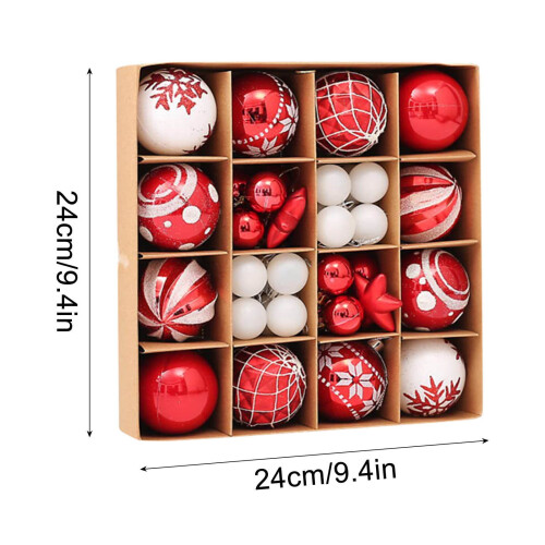 Christmas Ball Ornaments Set Red White 42 pcs 2