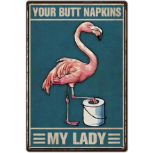 Plechová cedule Vintage Flamingo do koupelny