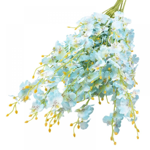 Artificial Dancing Lady Orchid Stems Teal Blue 100cm 2