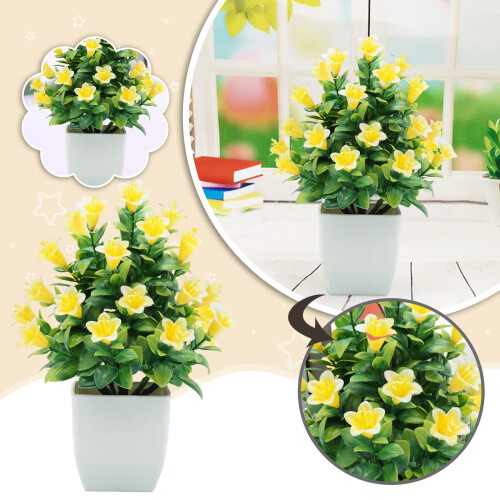 Planta artificial em vaso de plástico para mesa de escritório em casa. 1