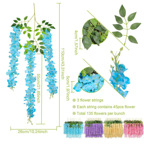 Artificial Wisteria Vine Garland 3.75FT 12 Pack 2