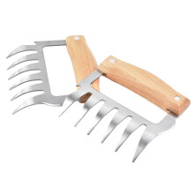 2 Garras Trituradoras de Carne de Acero Inoxidable con Mango de Madera: las Mejores Herramientas de Barbacoa para Hombres.