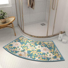 Curved Shower Mat for Corner Shower, Super Absorbent Quick Dry Bath Mat with Non Slip Rubber Bottom, 45x100cm