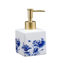 Foam Soap Dispenser Vintage Blue and White Ceramic Porcelain Floral Pattern for Bathroom Kitchen Decor