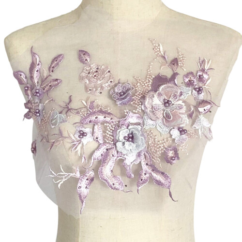 Polyester Florals Patches for Craft Projects and Sewing-Purple