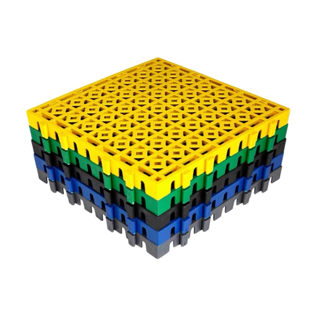 Garage Floor Tiles Blue 4Pcs Nonslip Drainage Interlocking Mats For Car Wash Garage Patio 15.75X15.75in 9330225843634