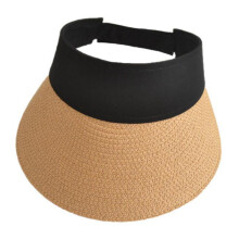 Women Straw Hat Empty Top Sun Visor Hat Wide Brim Summer Protection Outdoor Sports Fishing Beach Chapeau Khaki