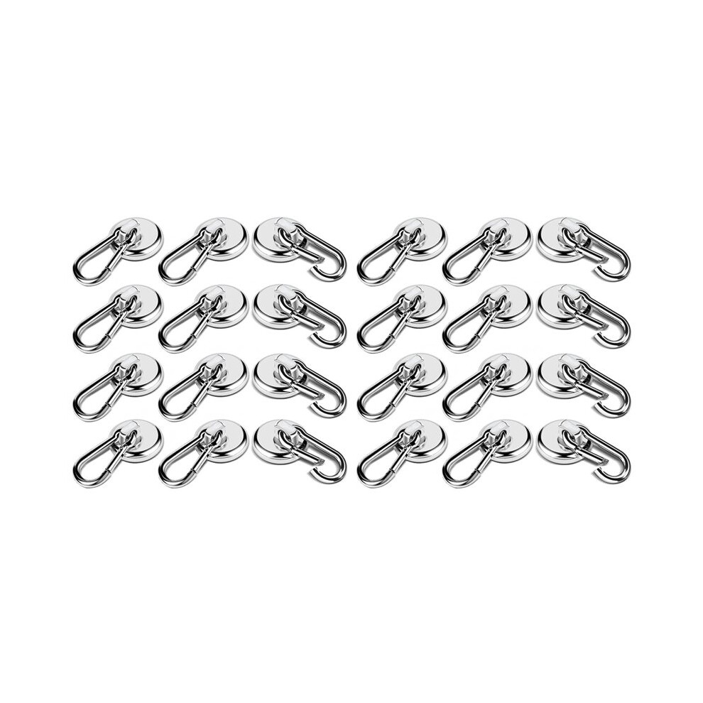 24 Pack Strong Magnetic Hooks, 60Lbs Heavy Duty Magnet Hooks Strong Neodymium Magnets With Carabiner Hook 4713741665372