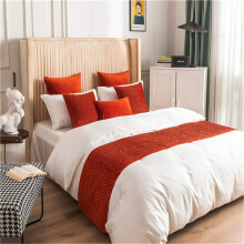 Modern Pleated Bed Runner 1.5m for Queen King Size Beds, Solid Color Scarf for Home Hotel Decor
