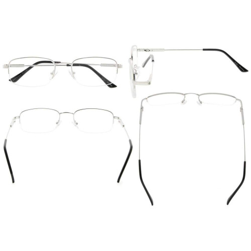 Bendable Titanium Reading Glasses +2.50 Silver HalfRim Flexible Memory Frame Lightweight Unisex Readers 2