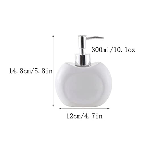 Ceramic Apple Shaped Soap Dispenser Set, 300ml Non Rust Pump Lotion Dispenser 2 Pack for Bathroom Kitchen 2