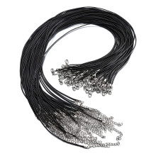 100 PièCes 18 Pouces 1.5Mm Noir Cordon de Cire Collier Corde Bracelet Faux Cuir Cordon Boucles en Vrac pour la Fabrication de Bijoux Fournitures