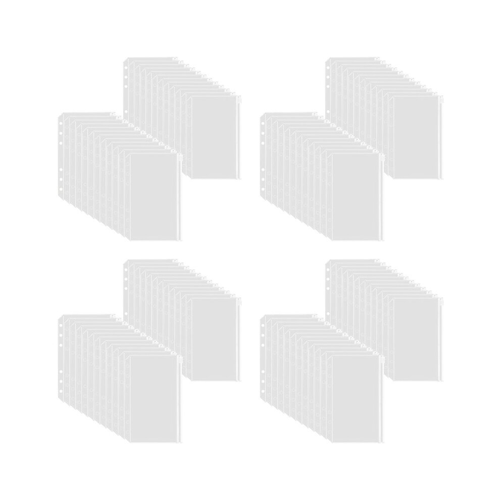 200PCS A6 Binder Pockets 6 Holes Binder Pouch Zipper Folders for 6-Ring Binder PVC Cash Budget Envelopes Zipper Bag
