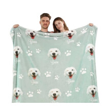 Custom Dog Blanket with Photo and Name, Pet Lover Gift, Soft Washable Fabric