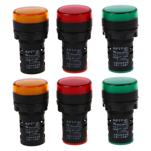 Red, yellow-green light lamp 22 mm LED  display panel AC 220 V 6 pcs