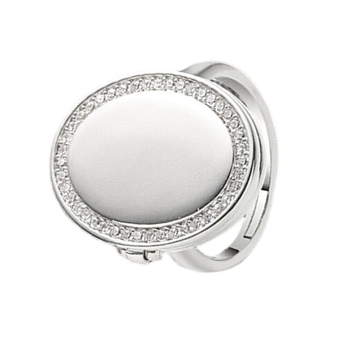 Moderner geometrischer Medaillonring mit verdecktem Halter,-P