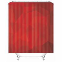 Red Geometric Stall Shower Curtain 59x78 with Hooks, Quick Dry Wrinkle Resistant Modern Bathroom Decor