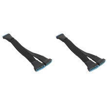 2X Kabel Rozdzielający USB 3.0 Żeński na Męski 19/20 Pinów 2-Portowy do Akcesoriów Płyty Głównej Wewnętrzny Przedłużacz Kabla