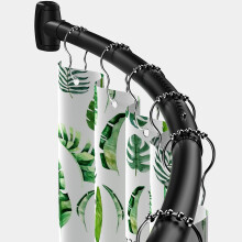 Black Curved Shower Curtain Rod 20–73 Inches Adjustable Arched Design for Bathroom, Modern Finish