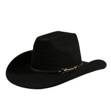 Mode Cowboyhoed Winddicht Brede Rand Westerse Hoge Hoed-Zwart