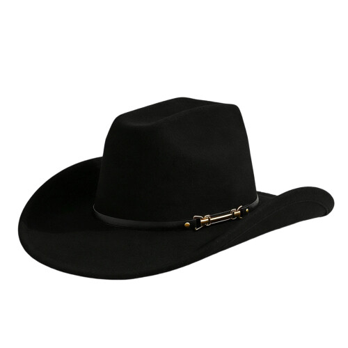 Mode Cowboyhoed Winddicht Brede Rand Westerse Hoge Hoed-Zwart