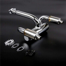 2 Set CNC Metal Twin Exhaust Pipe with Muffler for 1/5 HPI Rovan Baja 5B 5T 5SC RC