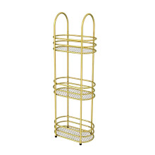 3Tier Gold Metal Bathroom Towel Rack, Adjustable Standing Shelf Organizer, Elegant Home Décor