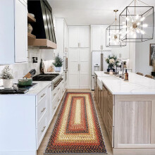 Boho Braided Area Rug Red 2 ft x 10 ft