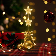 Christmas Window LED Lights, Warm White, Battery Powered,