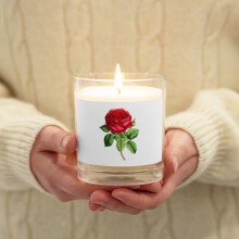 Soy Candle in Glass Jar with Rose Design