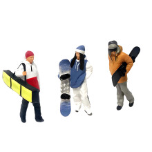 1:64 Scale Hand Painted Figure Miniature People-Snowboard Set