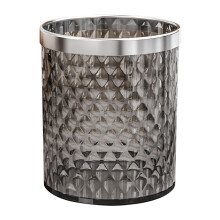 Bathroom Trash Can 4.2 Gallon Press Lid Waste Bin with Odor Control, Compact Gray for Bathroom Kitchen