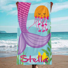 Beach Towel with Name, Custom Striped Sand Fast Drying Microfiber Towel for Pool and Vacation
