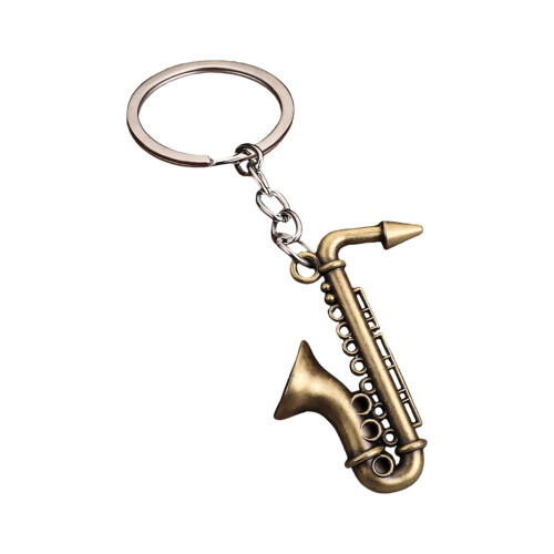 Zinklegering constructie saxofoon vorm sleutelhangers-Goud C