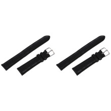 2X 18mm Watch Bracelet Black PU Leather Alloy Buckle Strap Watch