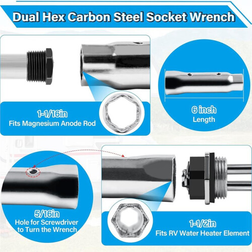 RV Water Heater Elements Kit Compatible with Suburban Water Heater,Include Magnesium Anode Rod,Electric Heating Element 2