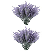 Artificial Lavender Flowers 16Pcs Fake Plants with Faux Plastic Wedding Bouquet for Table Centerpieces Home Decor