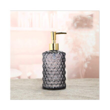 Stainless Steel Countertop Soap Dispenser 15.2 Oz Press Type Pump Golden Head Gray for Bathroom