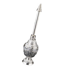 Bouteille d'arrosage d'eau bénite décorative en métal avec motif
