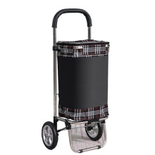 Foldable Shopping Cart with 360 Swivel Wheels, Large Capacity Grocery Trolley with Waterproof Liner