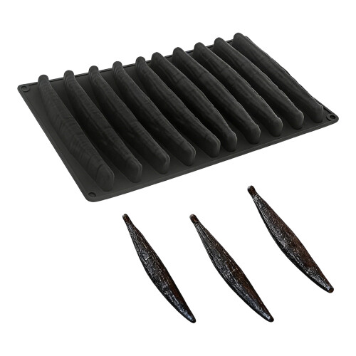 Moule de cuisson en Silicone à 10 cavités, gousses de-Noir