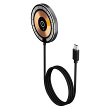 Cargador InaláMbrico MagnéTico de 15W para 13 12 11 para Android S22 Tipo C Carga RáPida por InduccióN Negro