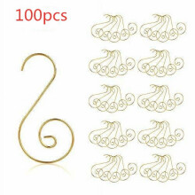 Christmas Ornament Hooks S-Shaped Silver 100 Pieces