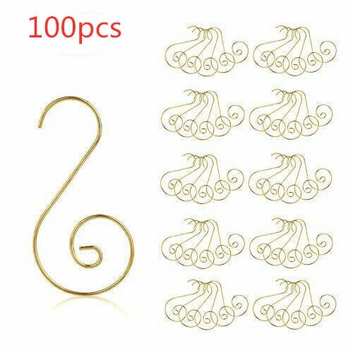 S-Shaped Christmas Ornament Hooks, Silver, 100-Pack