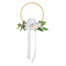 Synthetic Floral Iron Garland for Festival Celebration-White